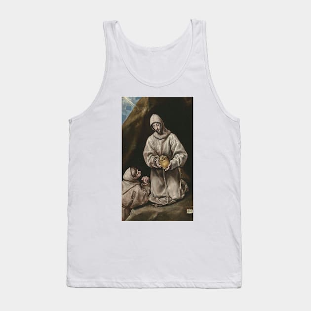 Saint Francis and Brother Leo in Meditation by El Greco Tank Top by Classic Art Stall